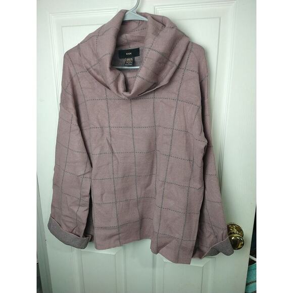 Rain Woman's M Sweater Purple Grey Windowpane Cowl Neck Soft Long Sleeves - Picture 1 of 8